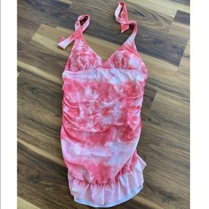 Ingear pink mystic colored, gathered sides tummy control swimsuit